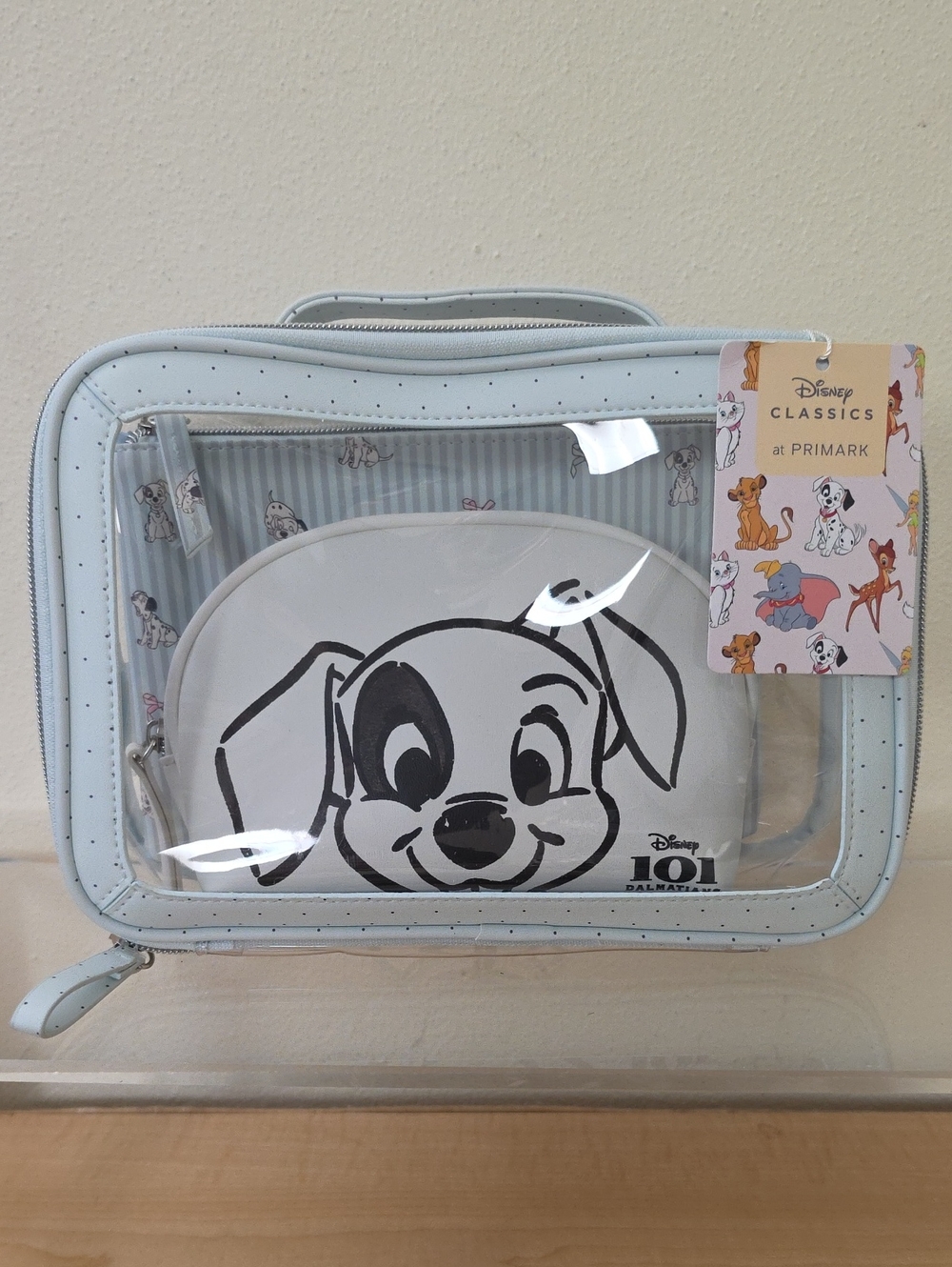 Primark Disney 101 Dalmatians Light Blue Clear Cosmetic Bag Set